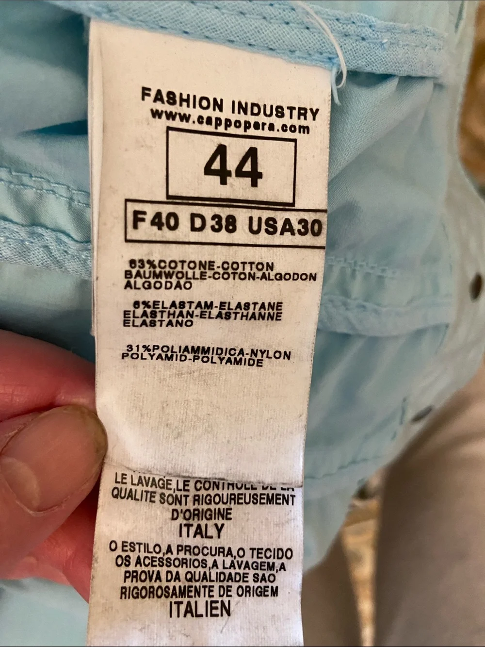 RARE Vintage Cappopera Light Blue Jean Jacket w Light Gold Metal Rivet Buttons. - Picture 13 of 16